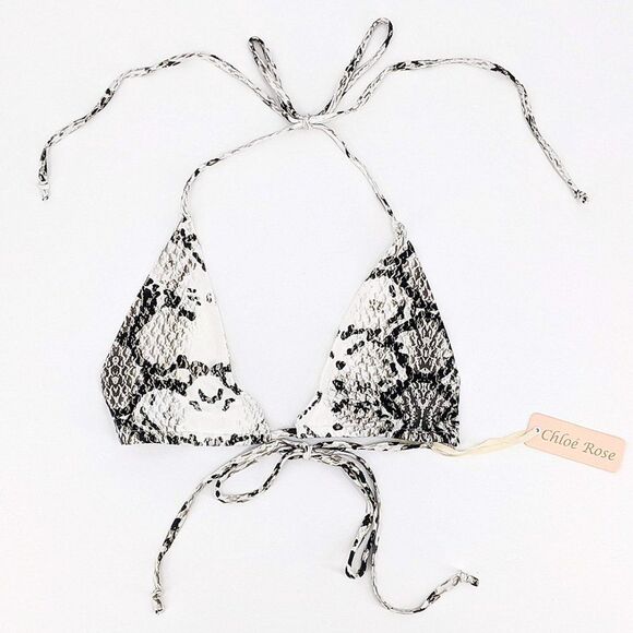 Chloe Rose Dream On Triangle Bikini Top Womens Large Snakeskin Print Vacation - Picture 1 of 5